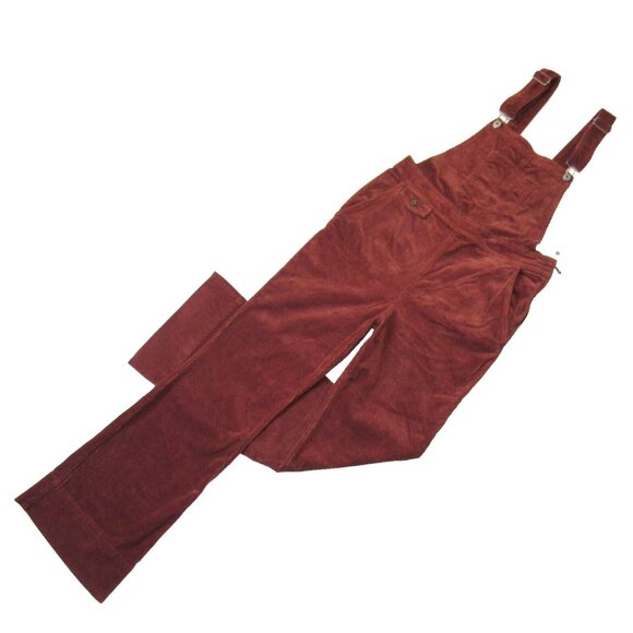 NWT Anthropologie Pilcro Corduroy Overalls in Honey Brown Stretch Flare Cord 30 - Picture 3 of 12